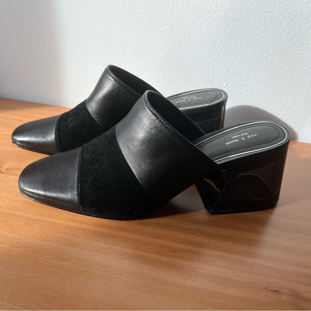 Black rag & bone MILLIE Mules with Acrylic Block Heel